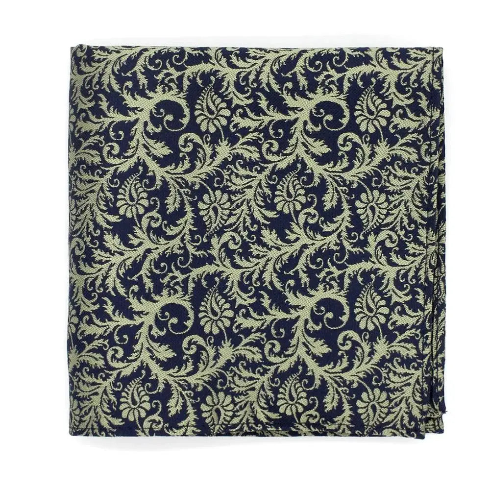 L A Smith Sage On Navy Wedding Floral Paisley Tie And Hank Set - Accessories