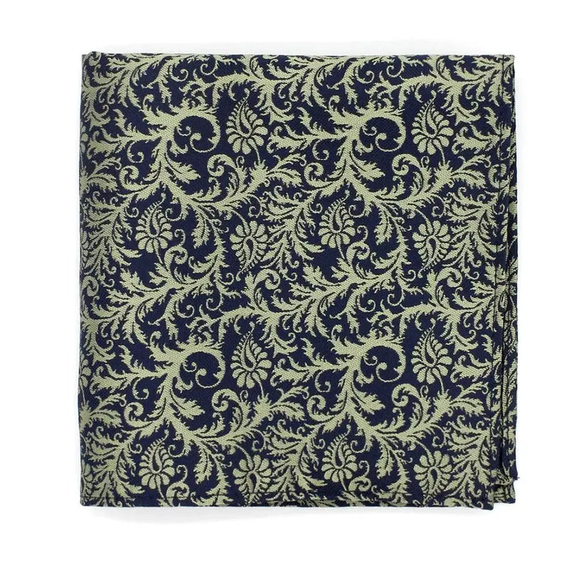 L A Smith Sage On Navy Wedding Floral Paisley Tie And Hank Set - Accessories