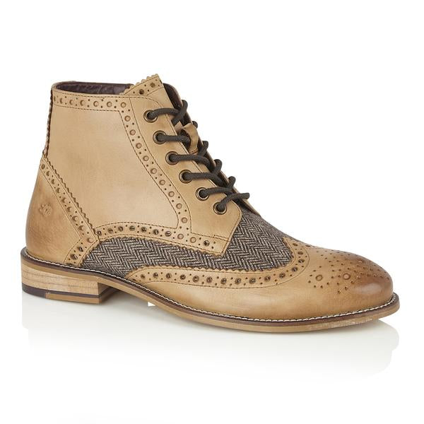 London Brogue Gatsby Tan Tweed Men's Boots