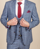 Marc Darcy Abbott - Blue Tweed Check 3 Piece Suit