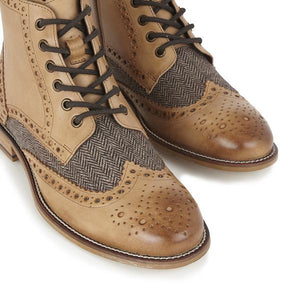 London Brogue Gatsby Tan Tweed Men's Boots