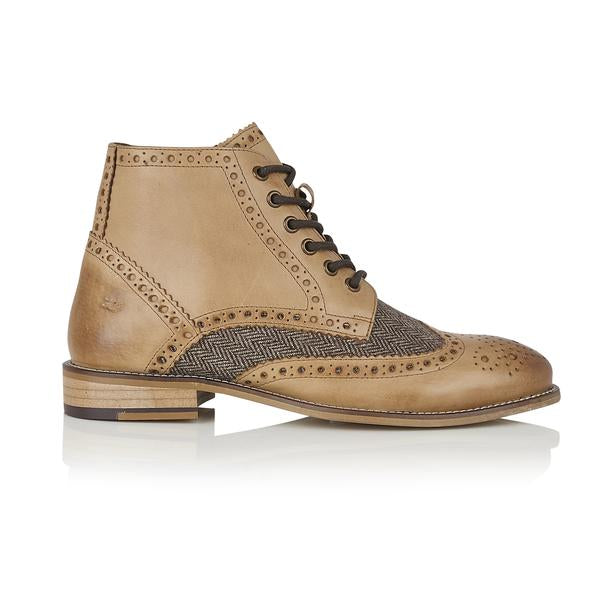 London Brogue Gatsby Tan Tweed Men's Boots