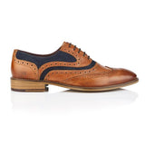 London Brogue Shelby Oxford Tan Navy Shoes