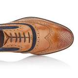 London Brogue Shelby Oxford Tan Navy Shoes