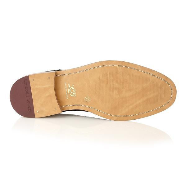 London Brogue Shelby Oxford Tan Navy Shoes