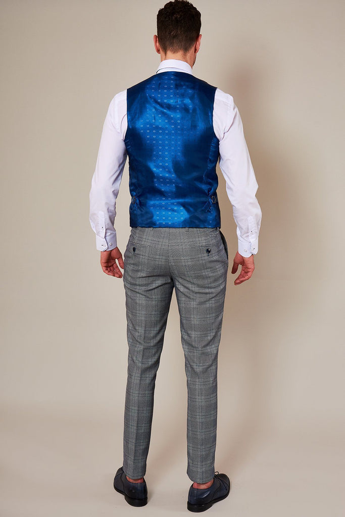 Marc Darcy Jerry Men's Grey 3 Piece Textured Check Suit
