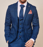 Marc Darcy Jerry - Blue Check Suit with Single Breasted Waistcoat