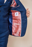 Marc Darcy Jerry - Blue Check Suit with Single Breasted Waistcoat