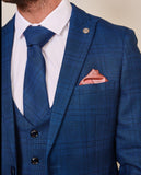 Marc Darcy Jerry - Blue Check Suit with Single Breasted Waistcoat