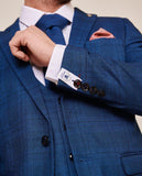 Marc Darcy Jerry - Blue Check Suit with Single Breasted Waistcoat