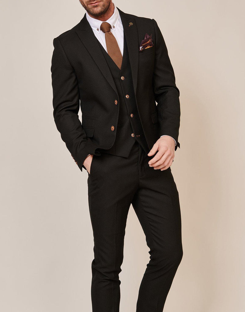 Marc Darcy Max Black Three Piece Suit