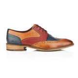 London Brogue Tommy Derby Tan/Blue/Red Brogue Shoes