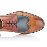 London Brogue Tommy Derby Tan/Blue/Red Brogue Shoes