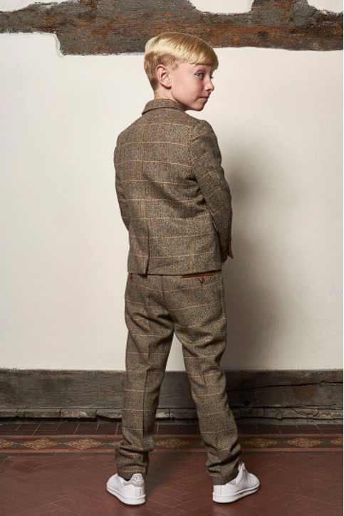 Marc Darcy Ted Three Piece Brown Slim Fit Suit Kids