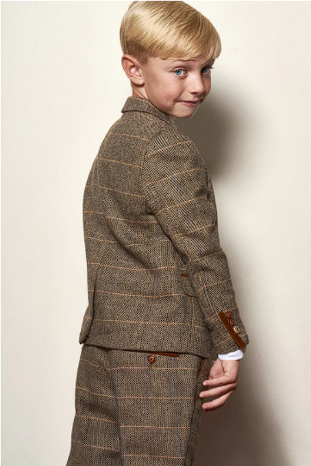 Marc Darcy Ted Three Piece Brown Slim Fit Suit Kids