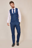 Marc Darcy Jerry - Blue Check Suit with Single Breasted Waistcoat