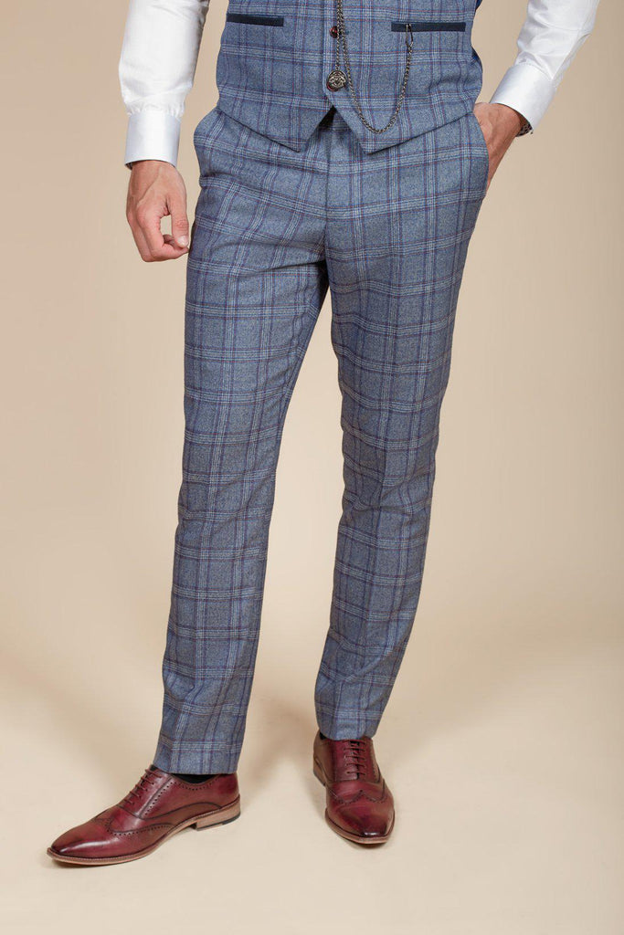 Marc Darcy Abbott - Blue Tweed Check Trousers