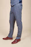 Marc Darcy Abbott - Blue Tweed Check 3 Piece Suit