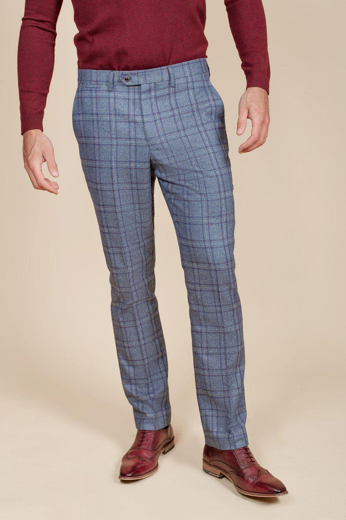 Marc Darcy Abbott - Blue Tweed Check Trousers