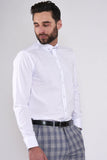 Marc Darcy Benson White Penny Collar Shirt With Collar Bar