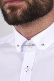 Marc Darcy Benson White Penny Collar Shirt With Collar Bar