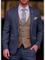 Blue Tweed Wedding Suit with Brown Waistcoat Marc Darcy Dion Ted