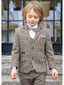 Boy's Cavani Albert Three Piece Brown Slim Fit Suit