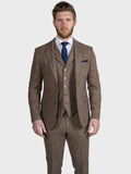 Brown Tweed Suit 100% Donegal Wool Men’s Three Piece Suit Elton by Torre - Suit & Tailoring