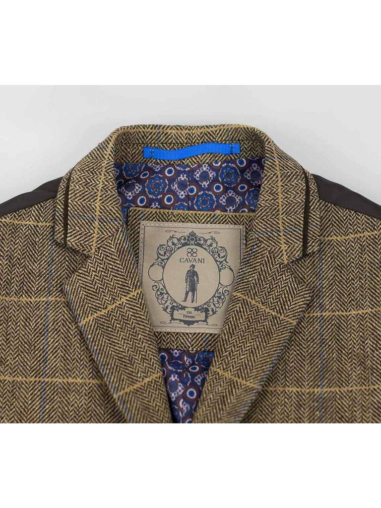 Cavani Albert Mens Brown Tweed Style Waistcoat - Suit & Tailoring
