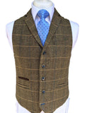 Cavani Albert Mens Brown Tweed Style Waistcoat - 36 / Short - Suit & Tailoring