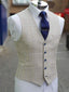 Cavani Caridi Men's Cream Slim Fit Textured Check Caridi Waistcoat