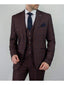 Cavani Carly Men's 3 Piece Tweed Check Burgundy Suit