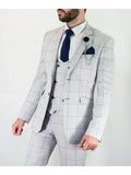 Cavani Radika 3 Piece Light Grey Check Tweed Suit - Suit & Tailoring