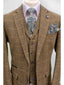 Classic Brown 3 Piece Tweed Suit Cavani Albert Slim Fit Check Suit