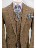 Classic Brown 3 Piece Tweed Suit Cavani Albert Slim Fit Check Suit - 36R / 30R - Suit & Tailoring