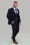 Cavani Kerber Navy Check Skinny Three Piece Suit