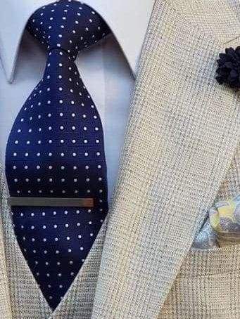 LA Smith Classic Navy White Polka-Dots Tie - Accessories