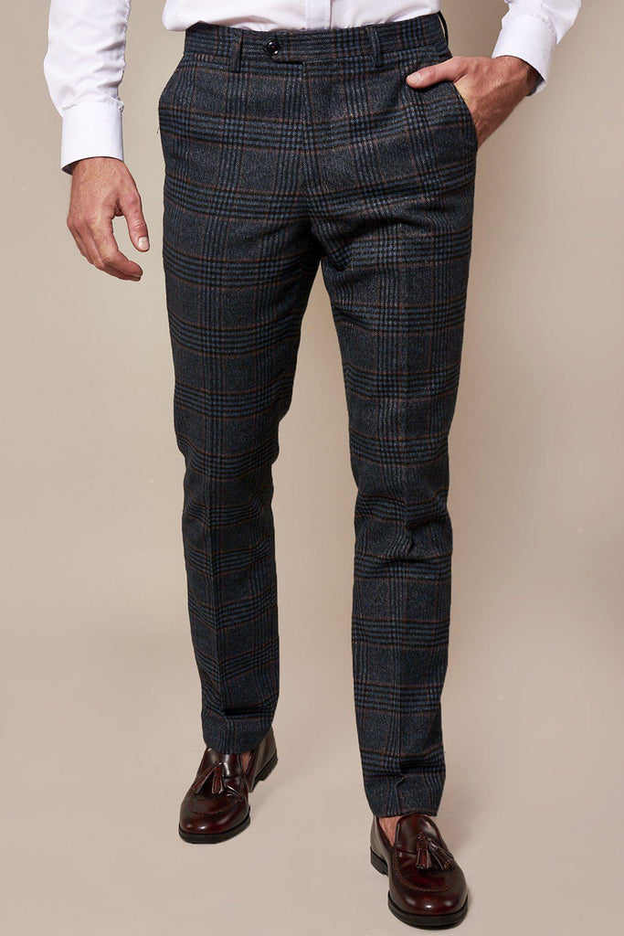 Marc Darcy Luca - Navy Tweed Check 3 Piece Suit