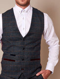 Marc Darcy Luca - Navy Check Tweed Waistcoat