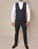 Marc Darcy Luca - Navy Tweed Check 3 Piece Suit
