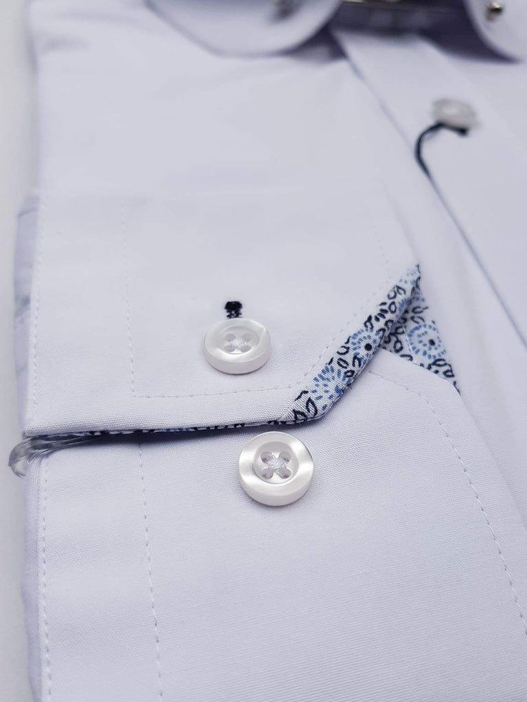 Marc Darcy Benson White Penny Collar Shirt With Collar Bar - Shirts