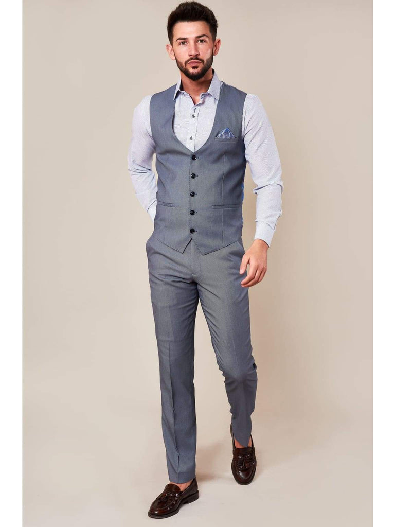 Marc Darcy Danny Grey Three Piece Suit With Single Breasted Waistcoat - Suit & Tailoring