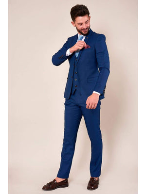 Marc Darcy Danny Royal Blue Three Piece Suit With Single Breasted Waistcoat - Suit & Tailoring