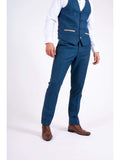 Marc Darcy Dion Mens Blue Slim Fit Check Tweed Waistcoat - Suit & Tailoring