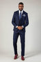 Marc Darcy Edinson Navy Check Three Piece Suit