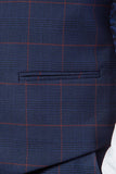 Marc Darcy Edinson Navy Check Three Piece Suit - Suit & Tailoring