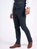 Marc Darcy Eton Mens 3 Piece Blue Slim Fit Tweed Suit - Suit & Tailoring