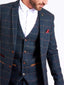 Marc Darcy Eton Men's Blue Slim Fit Tweed Check Blazer