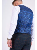 Marc Darcy Eton Mens Blue Slim Fit Tweed Check Suit Waistcoat - Suit & Tailoring