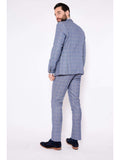 Marc Darcy Harry 3 Piece Light Blue Slim Fit Tweed Check Mix & Match Suit - Suit & Tailoring